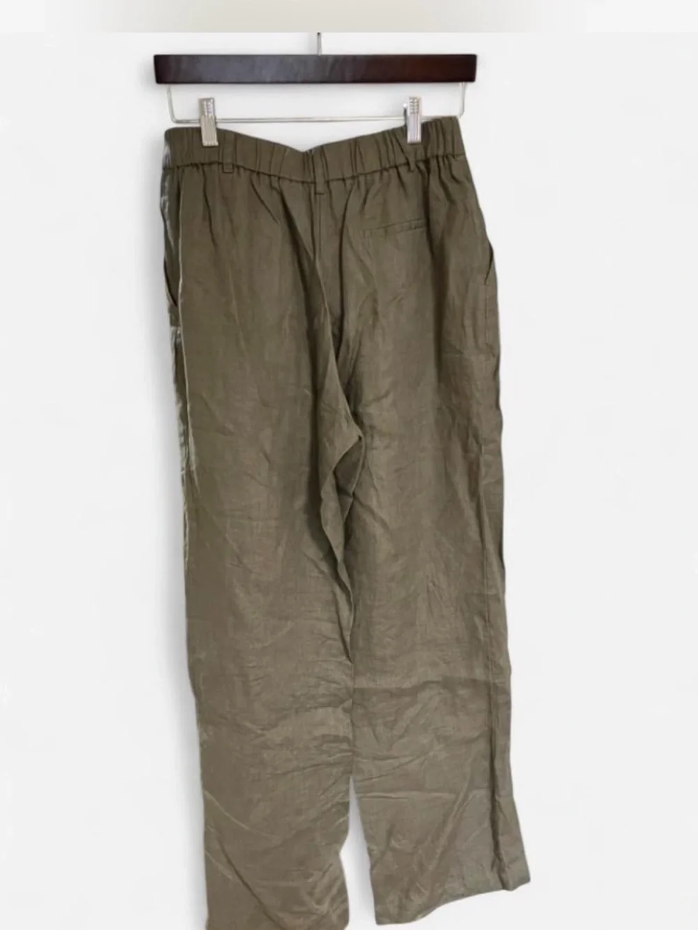 Quince Olive Green Wide-Leg Linen Chinos Womens Size 8
